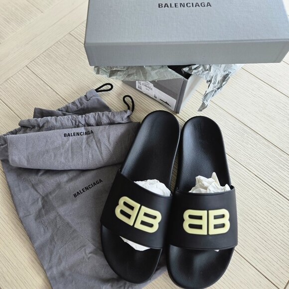 New Balenciaga GLOW Slides SZ 46 (M13) Unworn, Original Box w Tag & 2 Dust Bags. main image 4